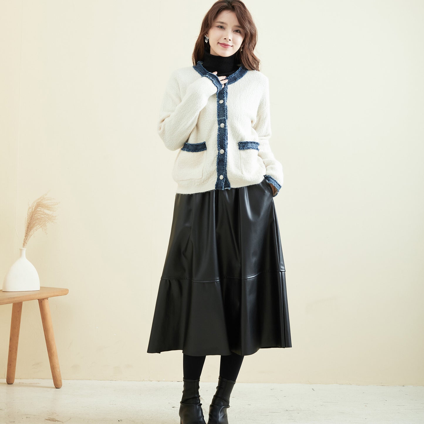 Cardigan (with Denim) 開襟衫(配牛仔布)