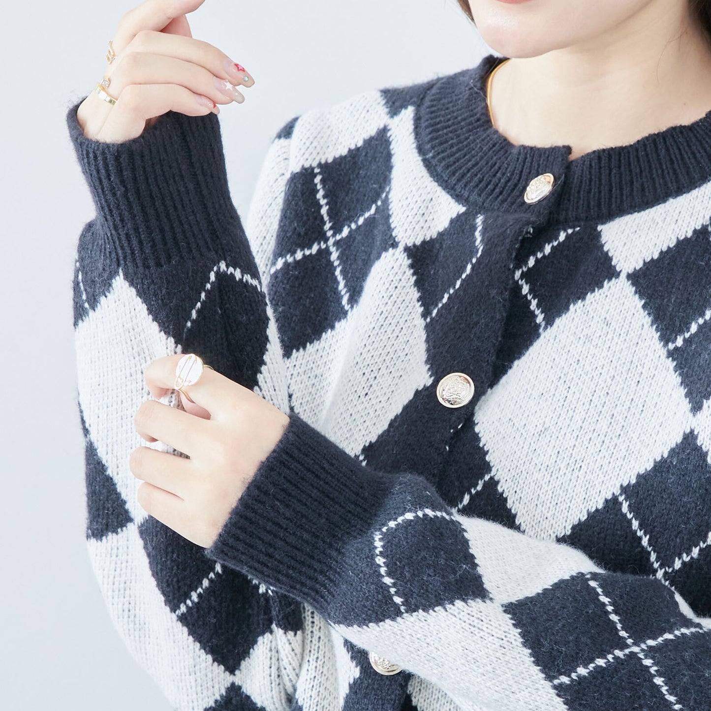 Cardigan Argyle Pattern 開襟衫-菱形圖案