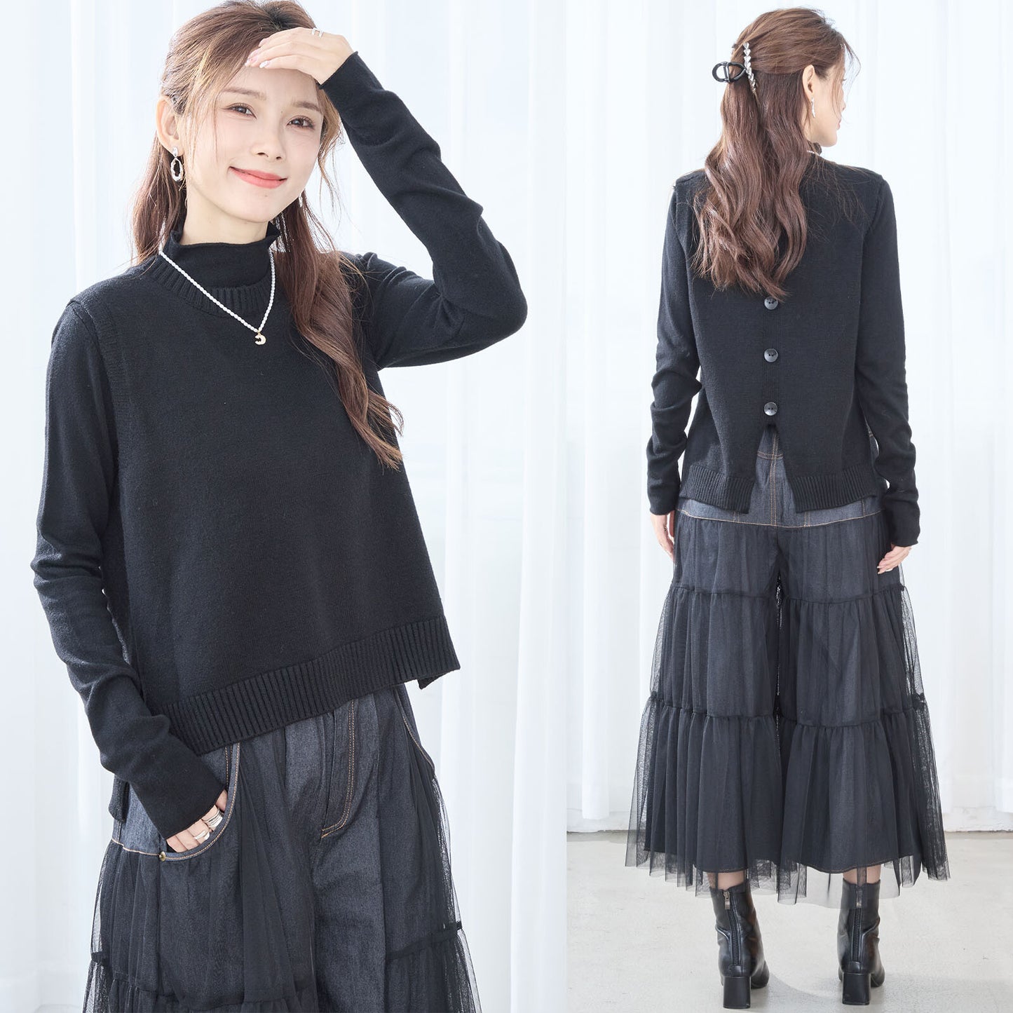 High Neck Sweater and Vest (2-Set) 高領毛衣和背心(2 件套)