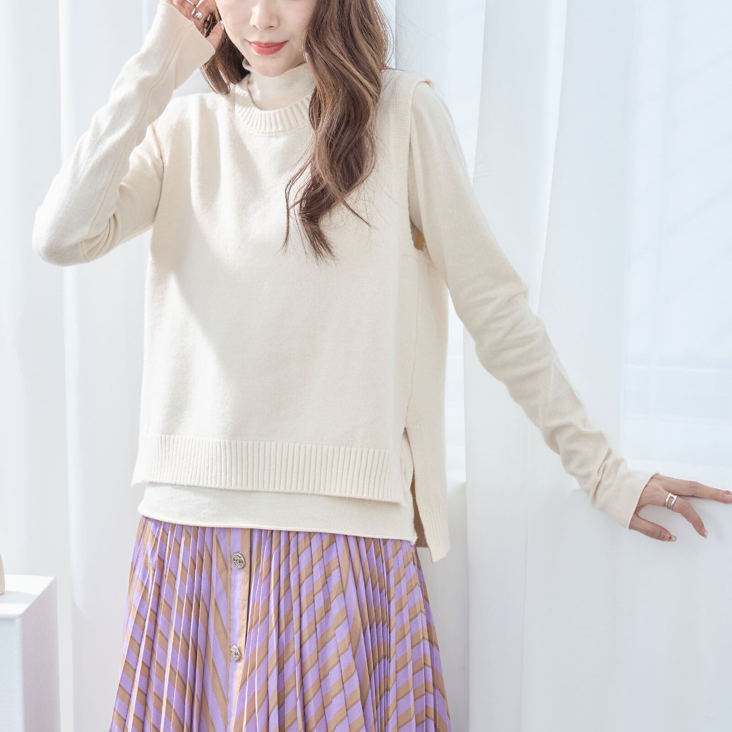 High Neck Sweater and Vest (2-Set) 高領毛衣和背心(2 件套)
