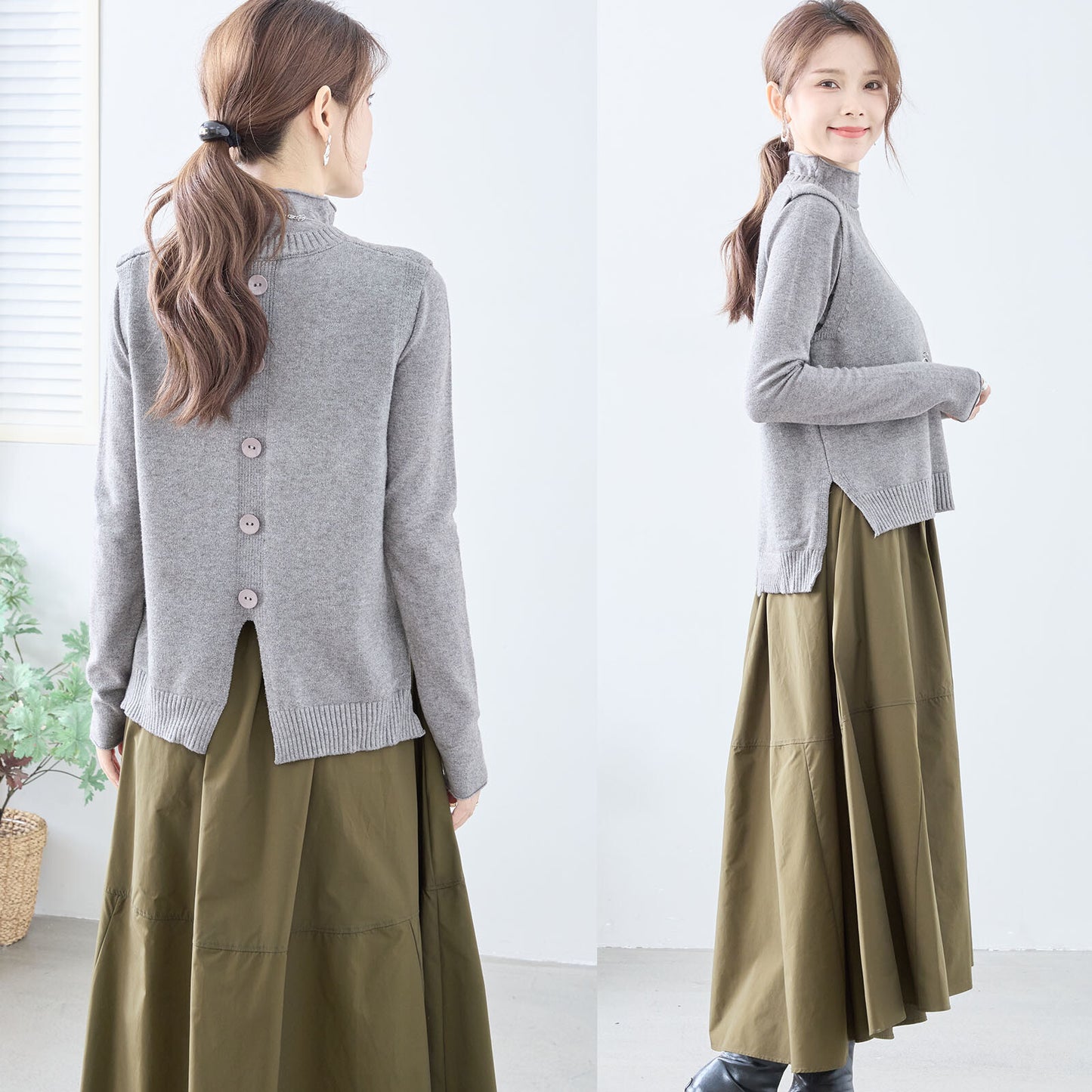 High Neck Sweater and Vest (2-Set) 高領毛衣和背心(2 件套)