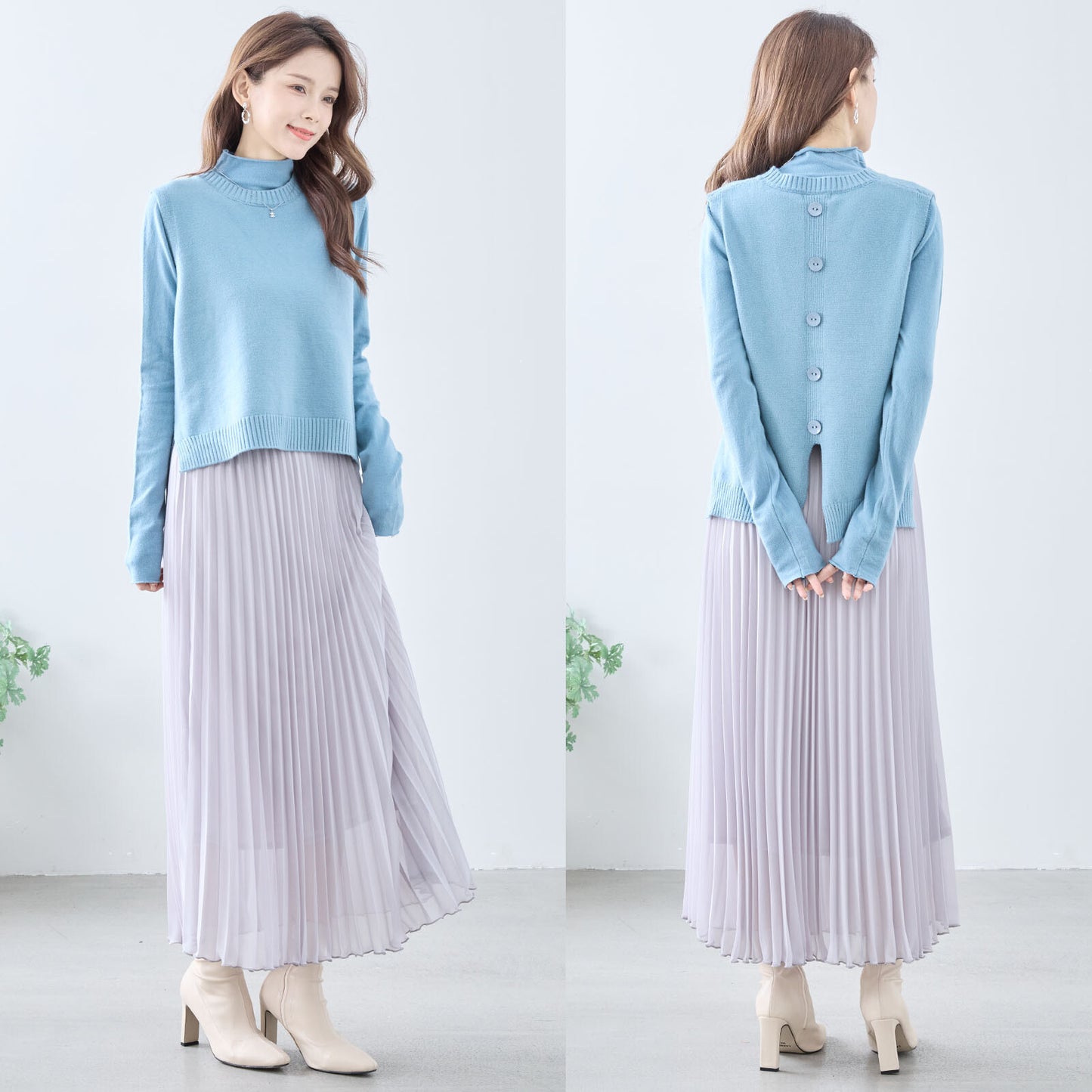 High Neck Sweater and Vest (2-Set) 高領毛衣和背心(2 件套)