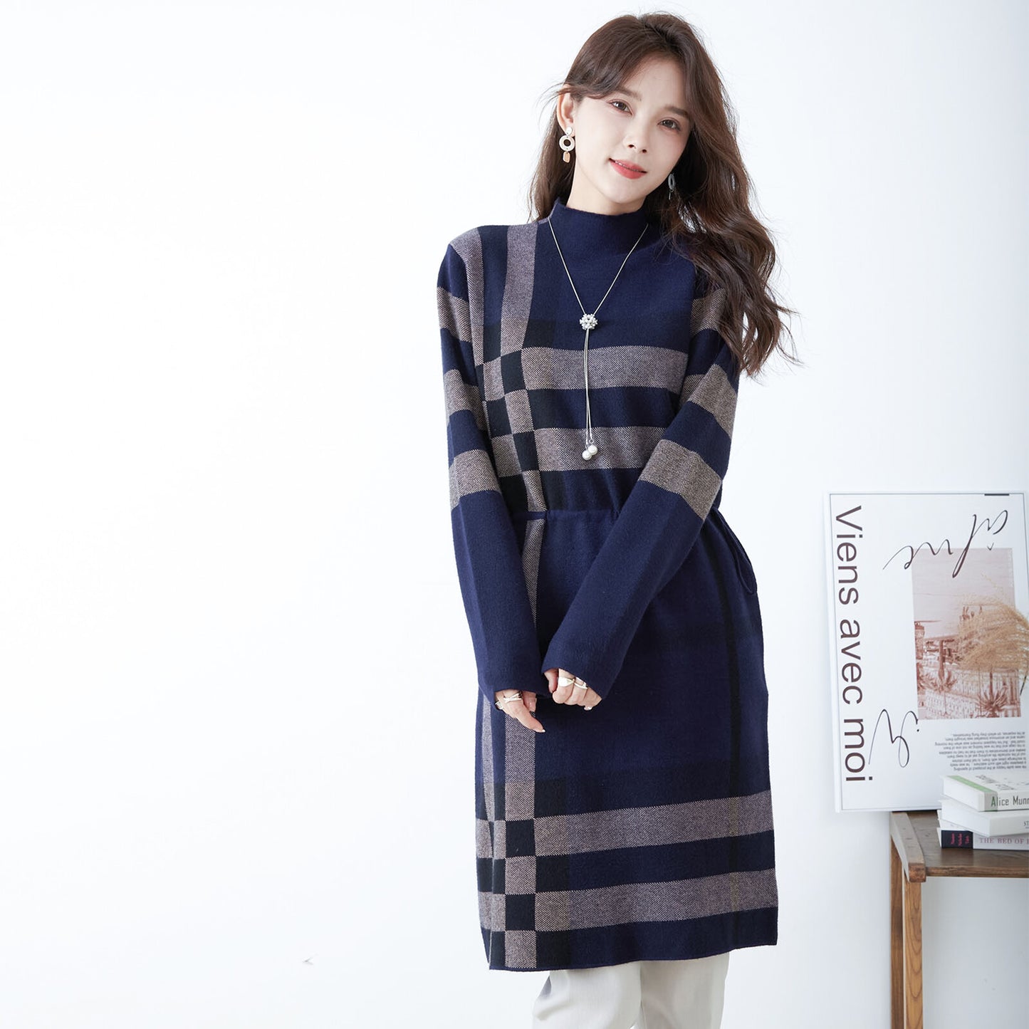 Plaid Knit Dress 格子針織連身裙