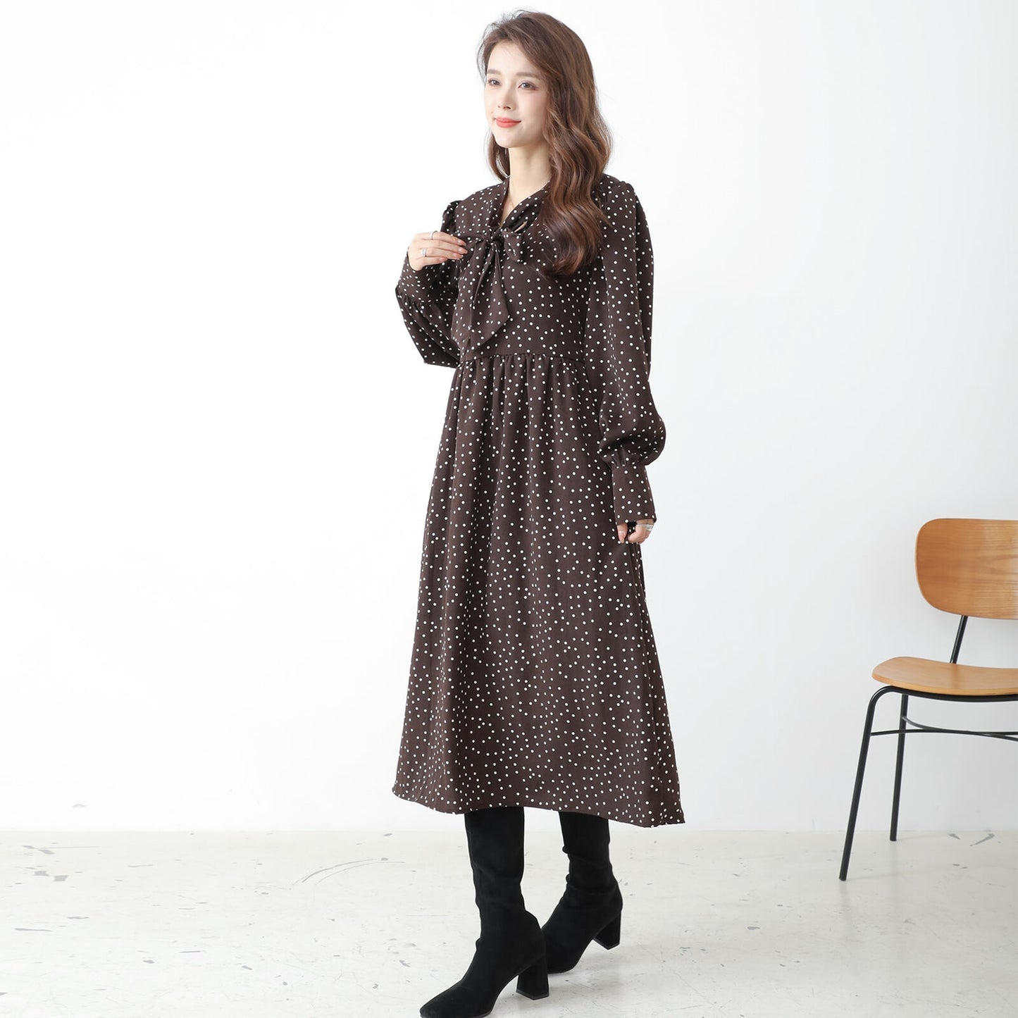Long Length Dress 連衣裙 圓點圖案