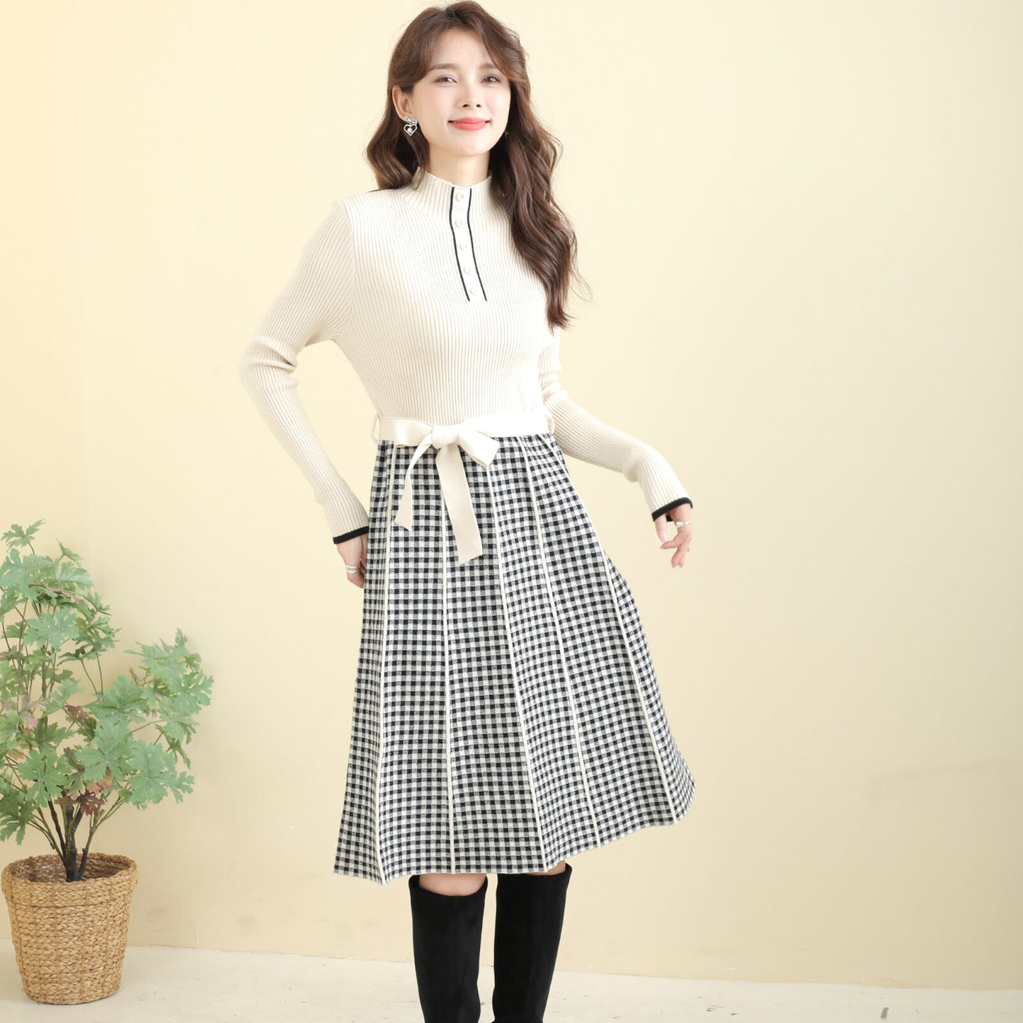 Knit one-piece dress 針織連身連身裙