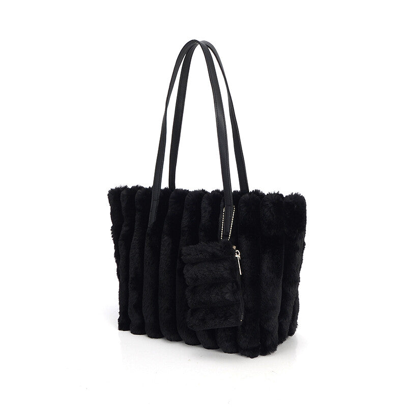 Faux Fur Quilted Tote Bag 托特包 人造皮草 夾棉 (CALA # 3101002)
