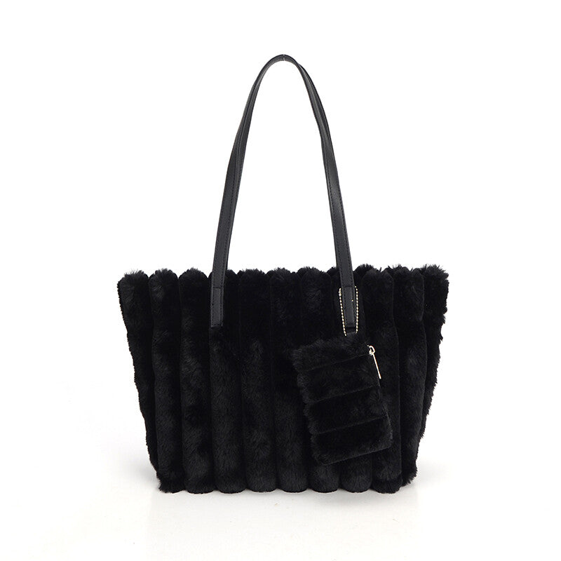 Faux Fur Quilted Tote Bag 托特包 人造皮草 夾棉 (CALA # 3101002)