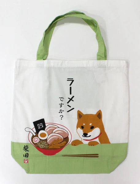 Tote Bag - Shiba Inu Ramen (Green) 柴犬拉麵手提包（綠色）