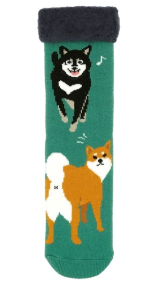 Socks (Wool-Lined) Shiba Inu - Green 襪