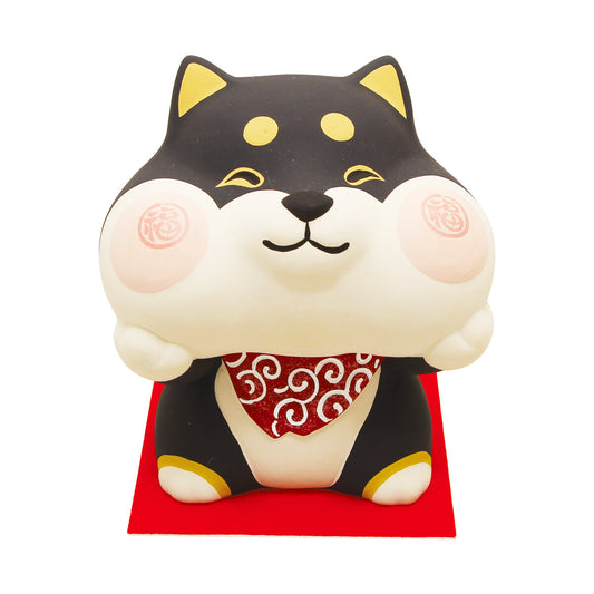 (Large)Fukusai Hoho Shiba Inu Money Box (Black)[2101102]