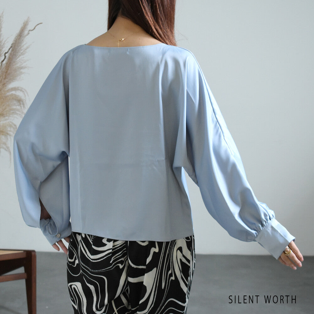 Dolman Sleeve Pullover Shirt/Blouse 紐扣襯衫/襯衫蝙蝠袖套頭緞面 (CALA # 1108907)