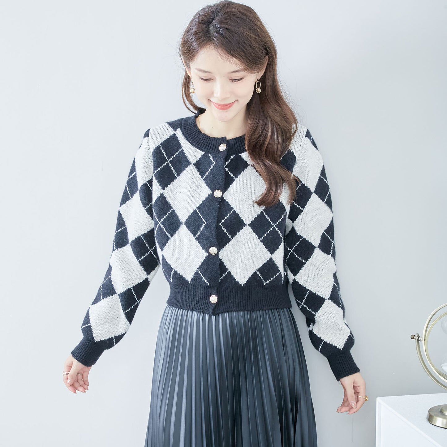 Cardigan Argyle Pattern 開襟衫-菱形圖案