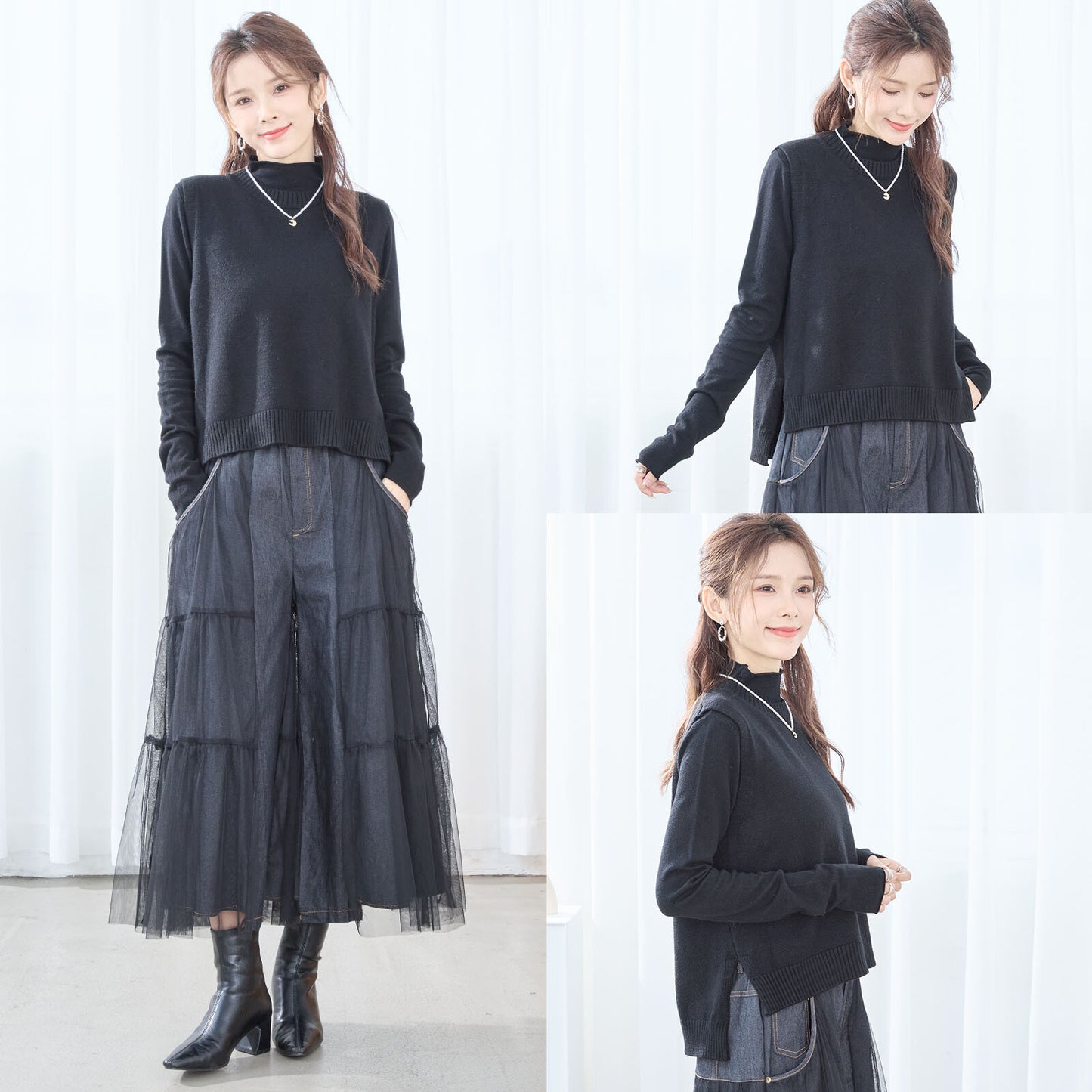 High Neck Sweater and Vest (2-Set) 高領毛衣和背心（2 件套）
