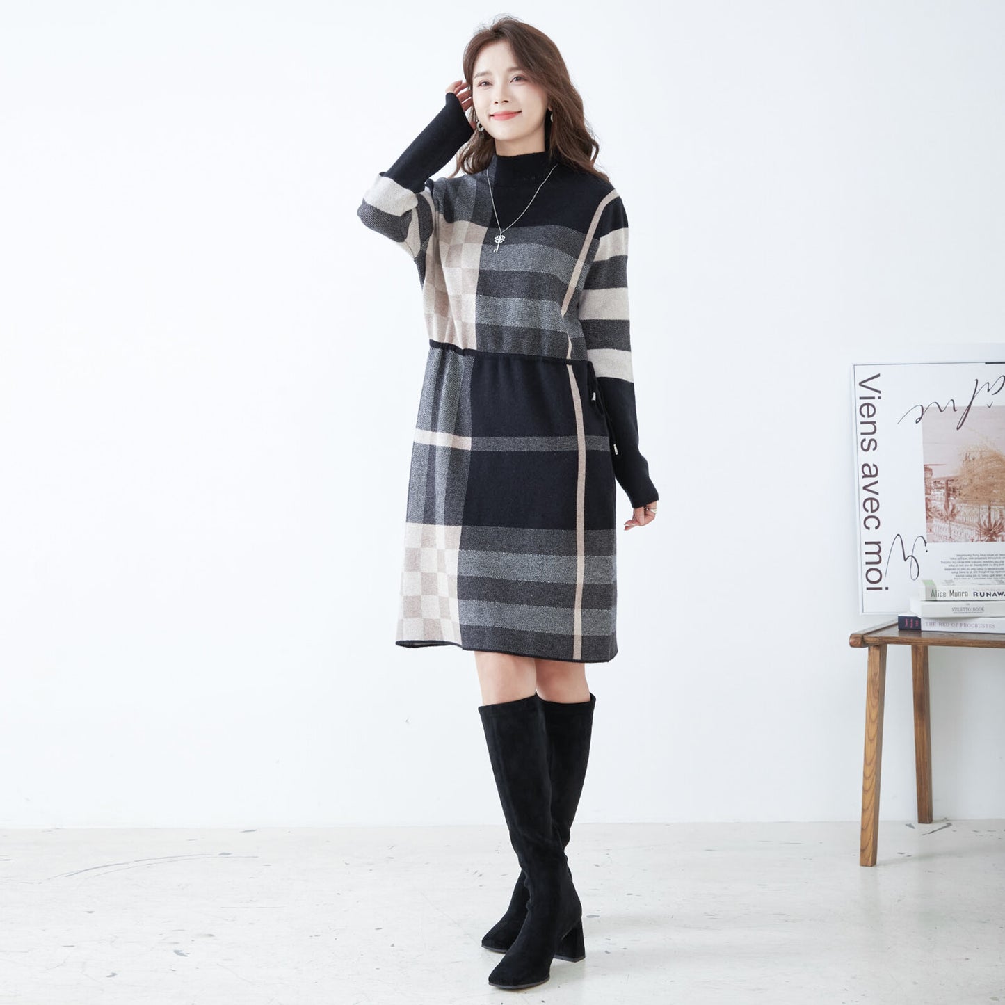 Plaid Knit Dress 格子針織連身裙