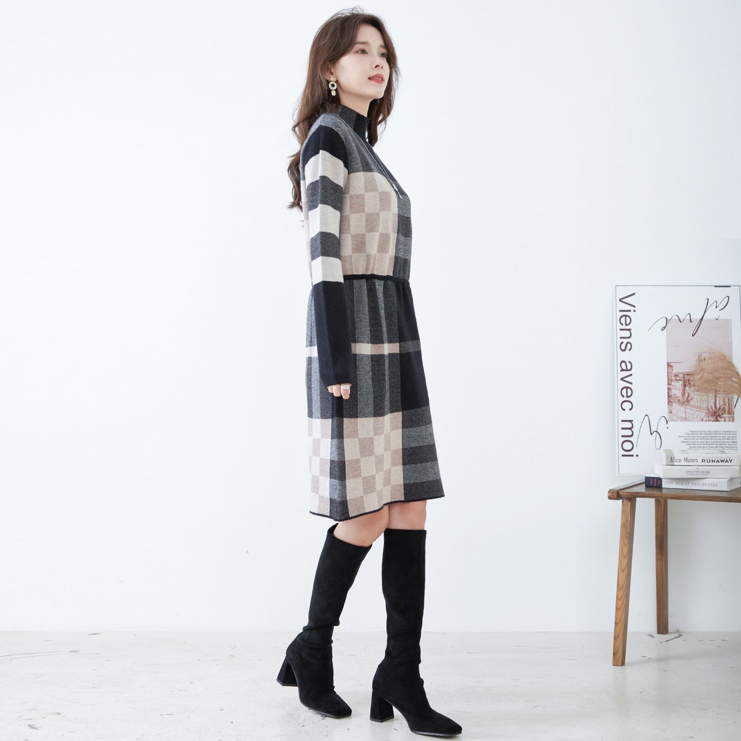 Plaid Knit Dress 格子針織連身裙