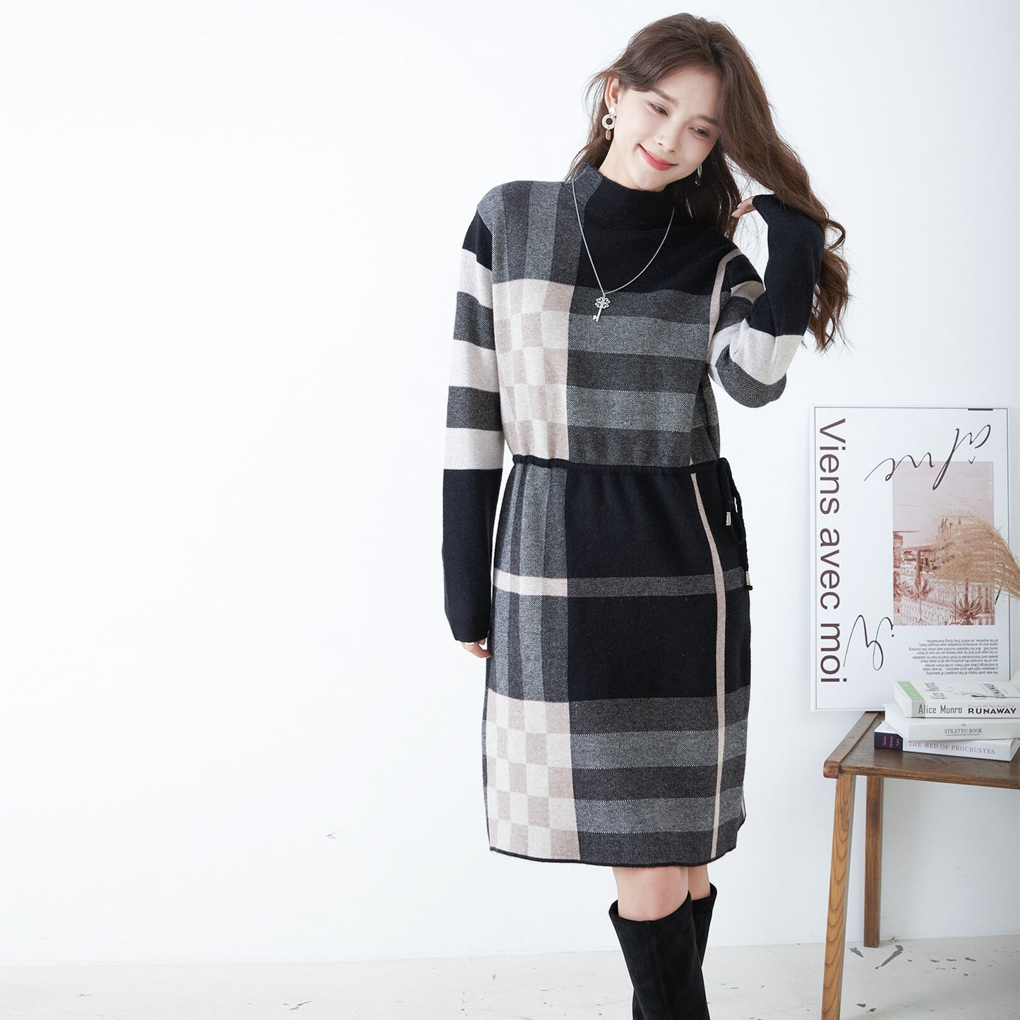 Plaid Knit Dress 格子針織連身裙