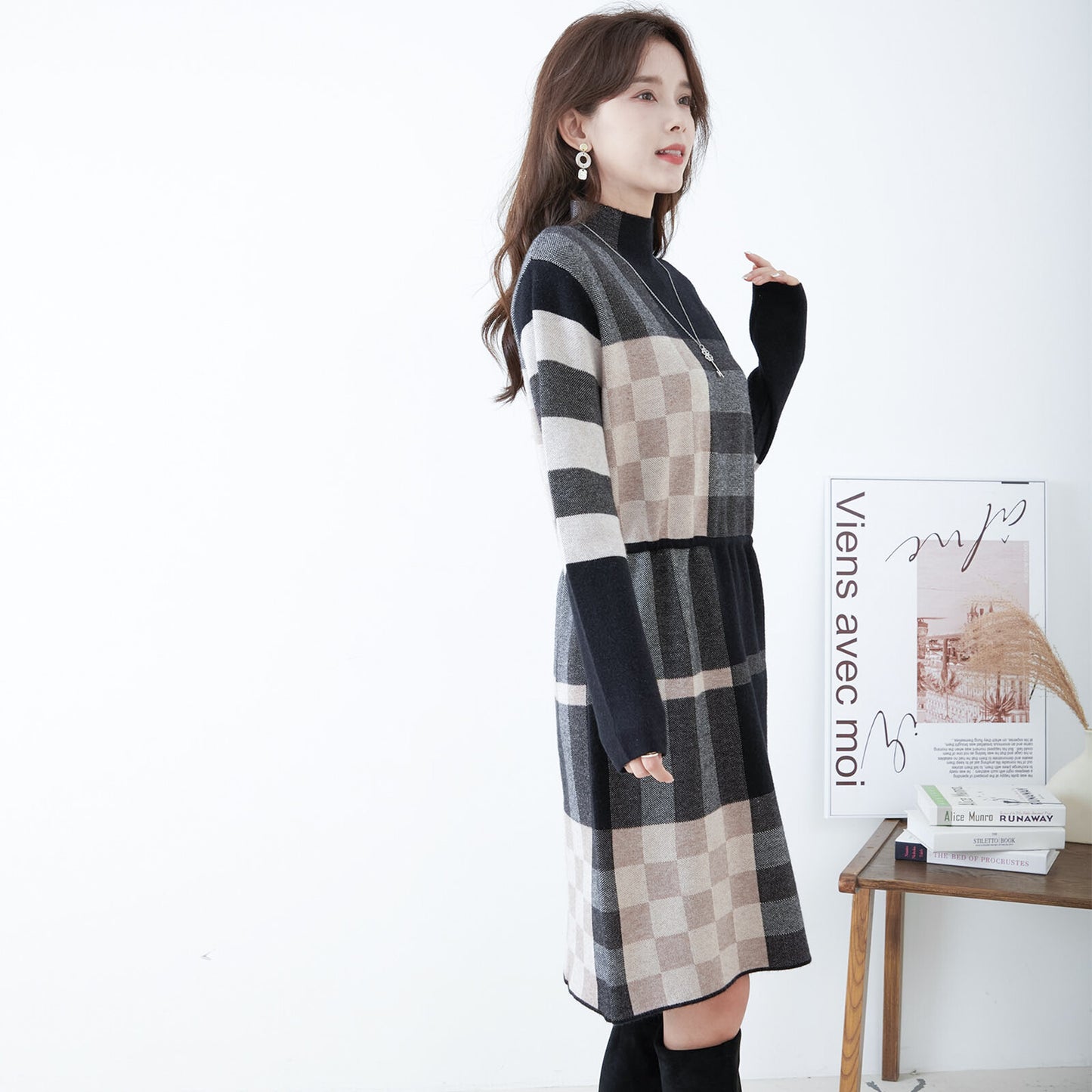 Plaid Knit Dress 格子針織連身裙