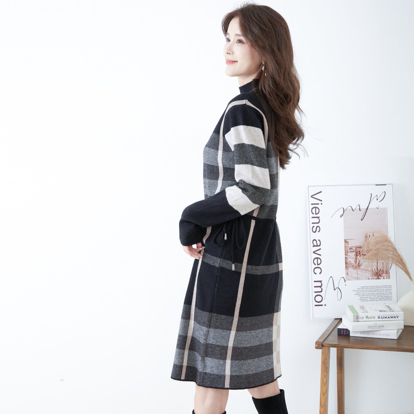 Plaid Knit Dress 格子針織連身裙