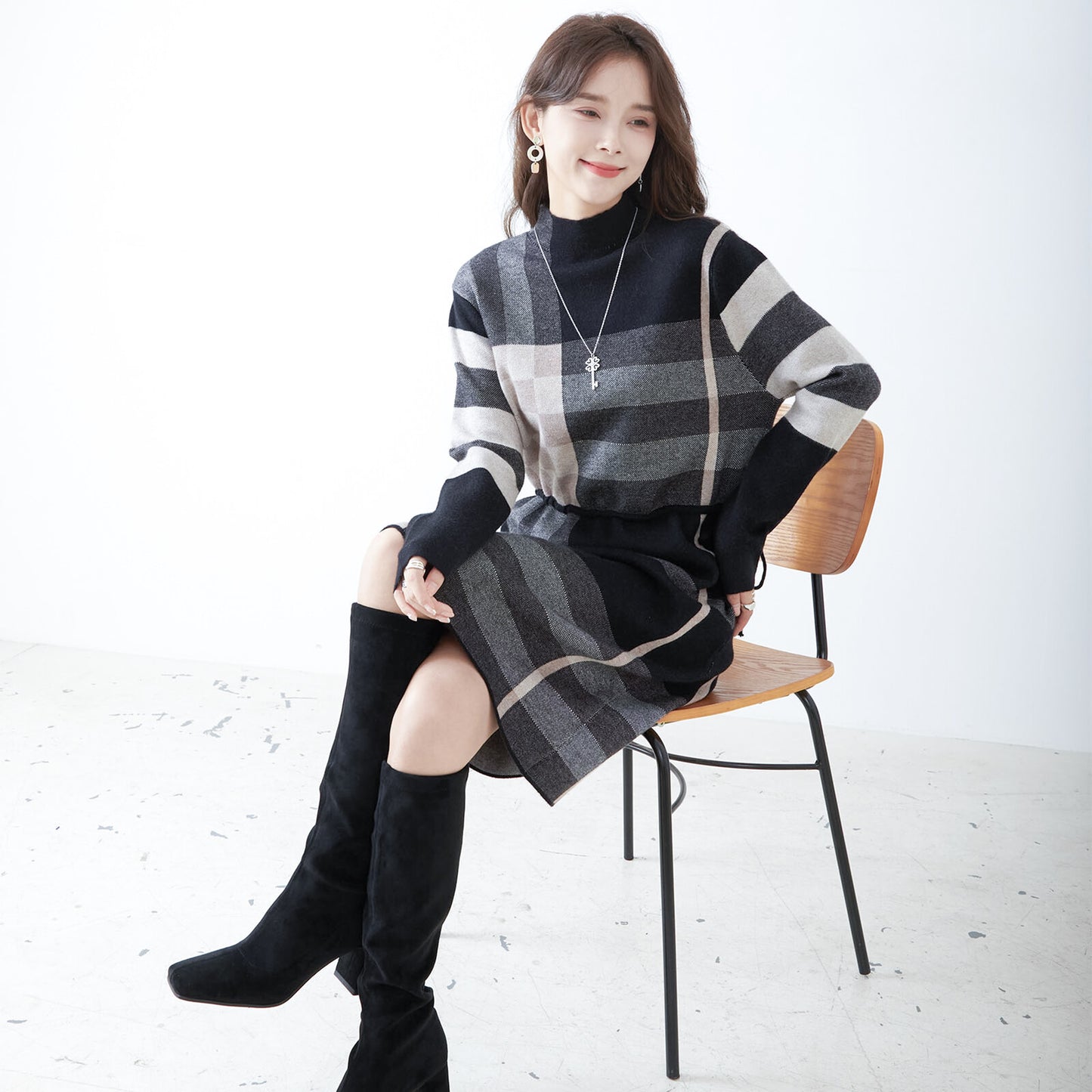 Plaid Knit Dress 格子針織連身裙