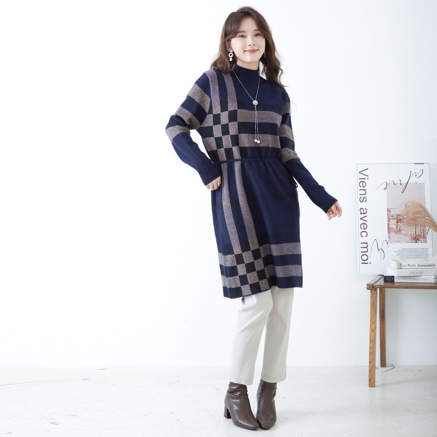 Plaid Knit Dress 格子針織連身裙