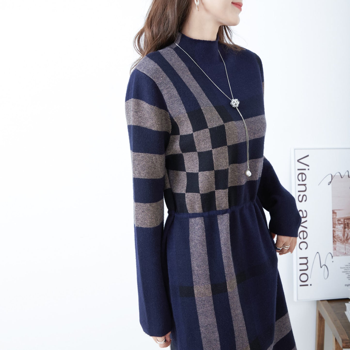 Plaid Knit Dress 格子針織連身裙