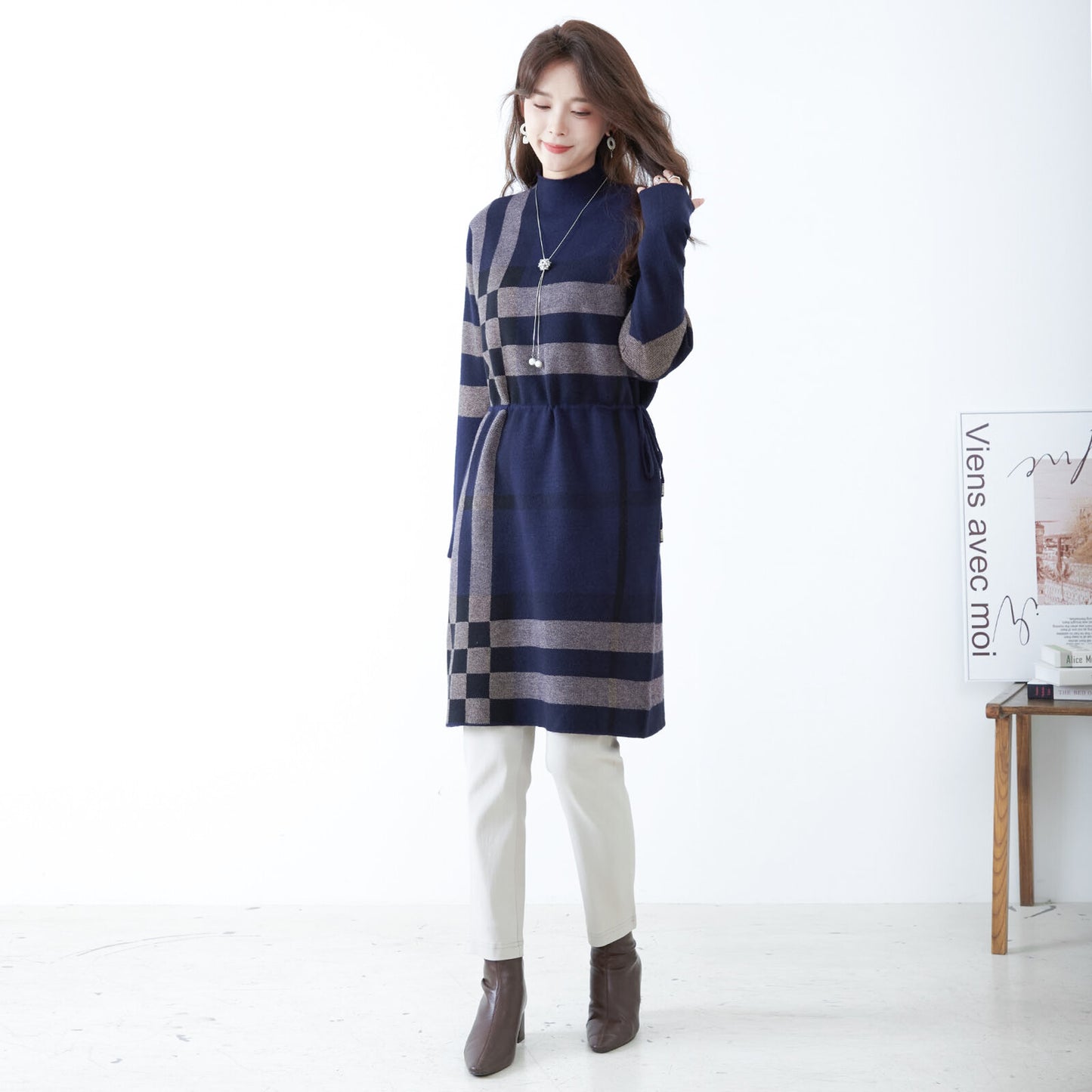 Plaid Knit Dress 格子針織連身裙