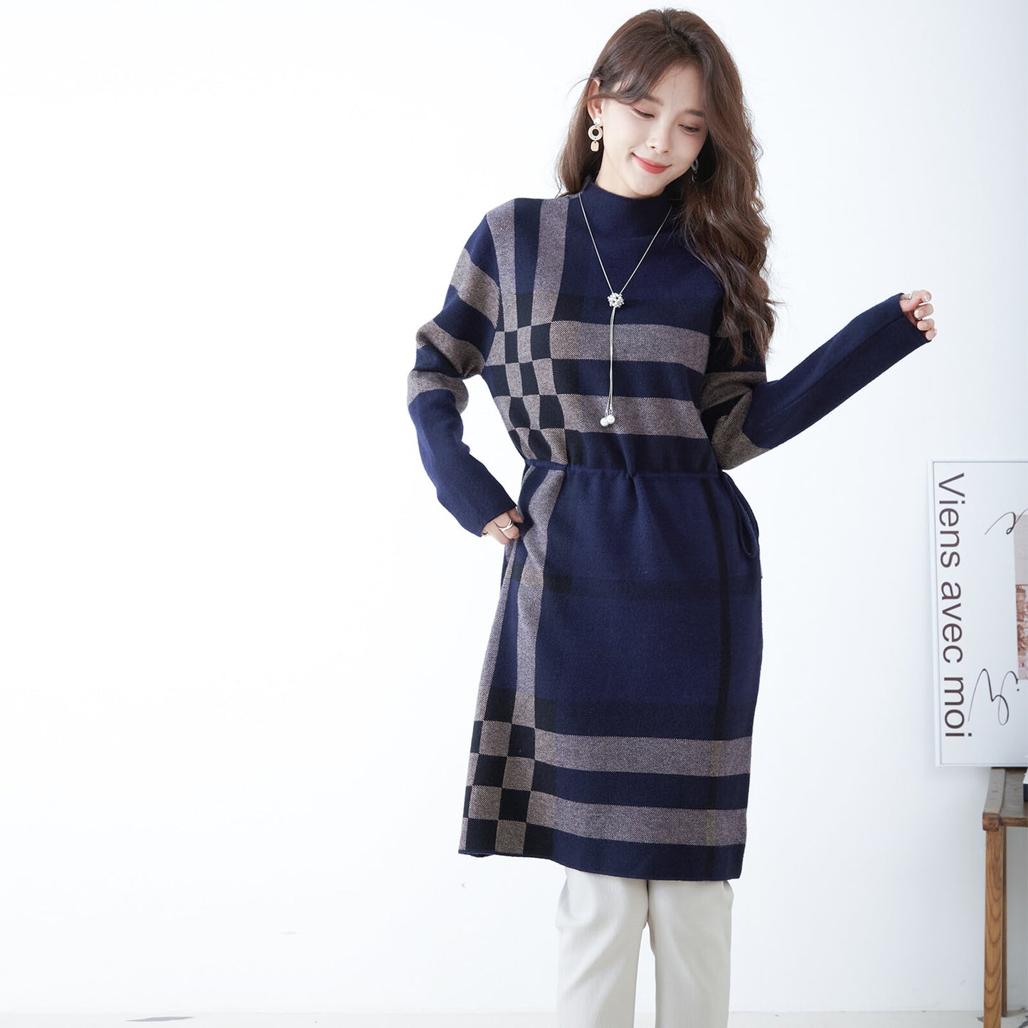 Plaid Knit Dress 格子針織連身裙